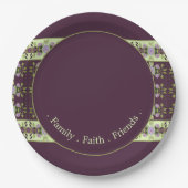 Lila florale Rose Gemustert Pappteller (Vorderseite)