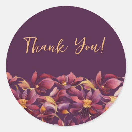 Lila florale runder aufkleber (Vorderseite)