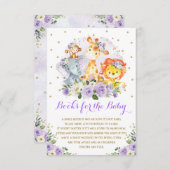 Lila florale Safari Wildtierbücher für Baby Begleitkarte (Vorne/Hinten)