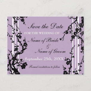 Lila florale Save the Date Hochzeit Postkarte