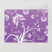 Lila florale Save the Date Postkarten (Vorderseite)