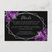 Lila florale Silver Black Wedding Details Begleitkarte (Vorderseite)
