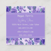 Lila florale Square-Visitenkarte Quadratische Visitenkarte (Rückseite)