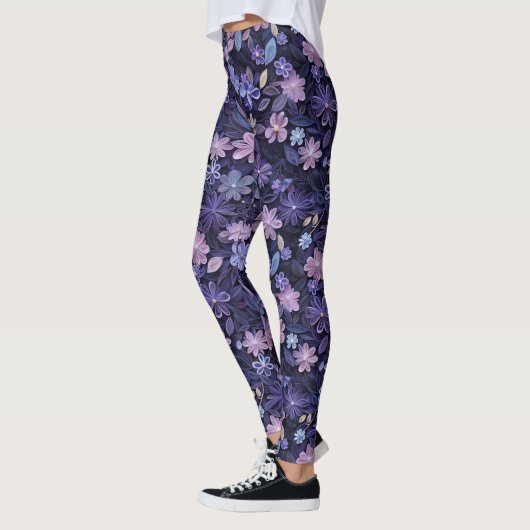 Lila florale Swirled Leggings (Links)