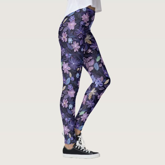 Lila florale Swirled Leggings (Rechts)