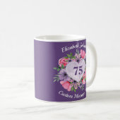 Lila florale Tasse zum 75. Geburtstag (VorderseiteRechts)