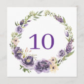 Lila florale Tischnummer (Vorderseite)