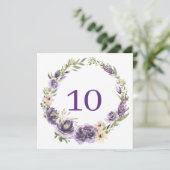 Lila florale Tischnummer (Stehend Vorderseite)