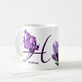 Lila florale Trendkultur der Hannah niedlich Kaffeetasse (Vorderseite Links)