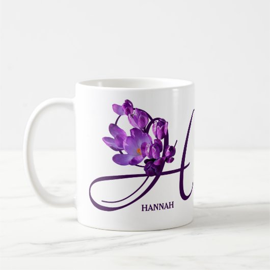 Lila florale Trendkultur der Hannah niedlich Kaffeetasse (Links)