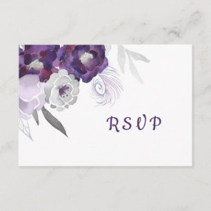 Lila florale UAWG Antwortkarte + Auswahlmöglichkei RSVP Karte