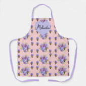 Lila Florale Viola Pastellrosa Stiefmütterchen Fra Schürze (Vorderseite)
