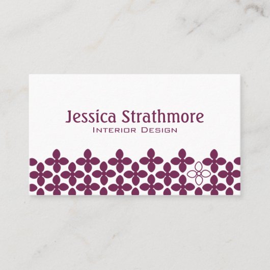 Lila florale Visitenkarte (Vorderseite)