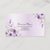 Lila florale Visitenkarte für Wasserfarben (Rückseite)