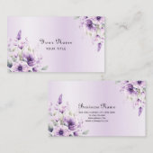 Lila florale Visitenkarte für Wasserfarben (Vorne/Hinten)