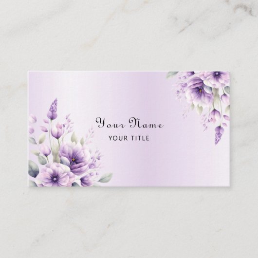 Lila florale Visitenkarte für Wasserfarben (Vorderseite)