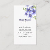 Lila florale Visitenkarten Visitenkarte (Rückseite)