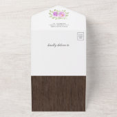 Lila florale Wasserfarbe Elephant Wood Baby Dusche All In One Einladung (Außenbereich)