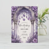 Lila florale Wasserfarbe Gotische Pagan Handfasts Einladung (Stehend Vorderseite)