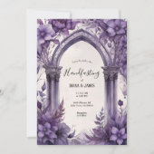 Lila florale Wasserfarbe Gotische Pagan Handfasts Einladung (Vorderseite)