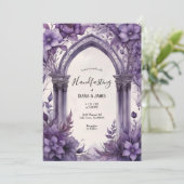 Lila florale Wasserfarbe Gotische Pagan Handfasts Einladung (Stehend Vorderseite)