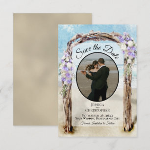 Lila Florale Wasserfarbe Strand Arbor Foto Hochzei Save The Date