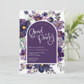 Lila florale Wildblumen Grad Party Einladung (Stehend Vorderseite)
