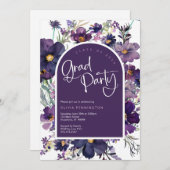 Lila florale Wildblumen Grad Party Einladung (Vorne/Hinten)