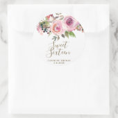 lila floraler 16 . Geburtstag-Aufkleber Runder Aufkleber (Tasche)