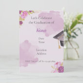 Lila floraler Abschluss Wasserfarbe Einladen Einladung (Stehend Vorderseite)