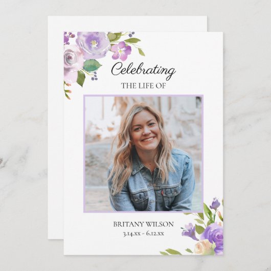 Lila floraler Begräbnisorden Programm (Vorne/Hinten)