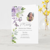 Lila floraler Bestattungsauftrag 4 Foto Karte (Gelbe Blume)