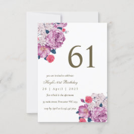 Lila floraler Botanischer einfacher Chic 61. Gebur Einladung
