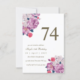 Lila floraler Botanischer einfacher Chic 74. Gebur Einladung