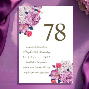Lila floraler Botanischer einfacher Chic 78. Gebur Einladung