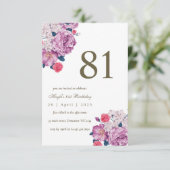 Lila floraler Botanischer einfacher Chic 81. Gebur Einladung (Stehend Vorderseite)
