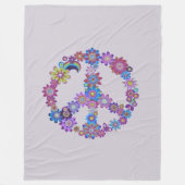 Lila floraler Friedensschild Fleece Blankon (Vorderseite)