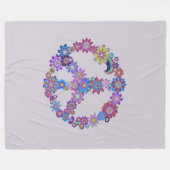 Lila floraler Friedensschild Fleece Blankon (Vorderseite (Horizontal))