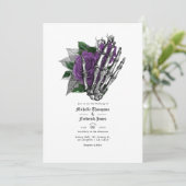 Lila floraler Gothic Wedding QR Code Einladung (Stehend Vorderseite)
