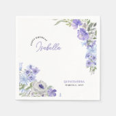 Lila floraler Happy Birthday Script Name Serviette (Vorderseite)