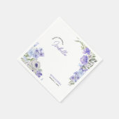 Lila floraler Happy Birthday Script Name Serviette (Ecke)