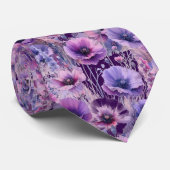 Lila floraler Hibiskus Blume Mens Neck Tie Krawatte (Gerollt)