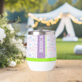 Lila floraler Personalisierter Name und Monogramm