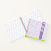 Lila floraler Personalisierter Name und Monogramm Notizblock (Innenseite)