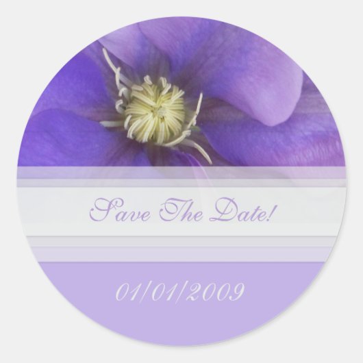 Lila floraler Save the Date Aufkleber (Vorderseite)