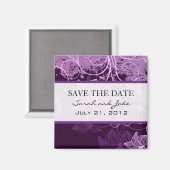 Lila floraler Save the Date Kühlschrankmagnet (Vorderseite/Rückseite)