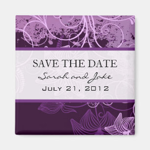 Lila floraler Save the Date Kühlschrankmagnet
