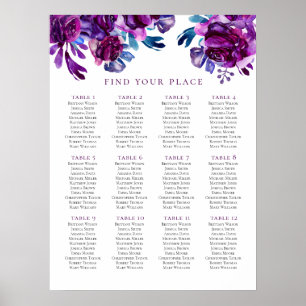 Lila-floraler Sitzplan-Druck. Fliederhochzeit Poster