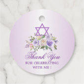 Lila floraler Star David Bat Mitzvah Vielen Dank Geschenkanhänger (Rückseite)
