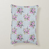 Lila floraler Wasserfarben Weißer Polka Dot Dekokissen (Rückseite(Vertikal))